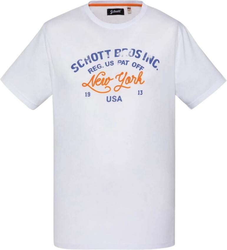 Schott NYC Katoenen T-shirt Toby White Heren - Foto 3