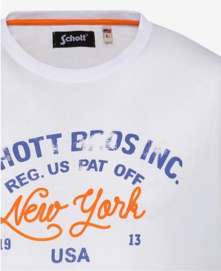 Schott NYC Katoenen T-shirt Toby White Heren - Foto 2