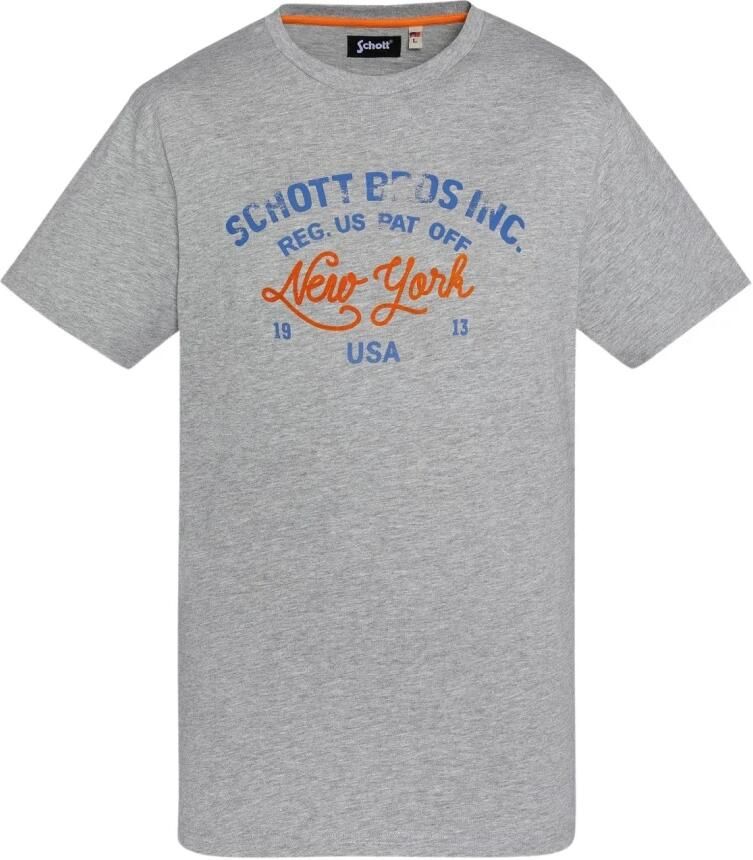 Schott NYC Katoenen TShirt Toby Grijs Gray Heren - Foto 3