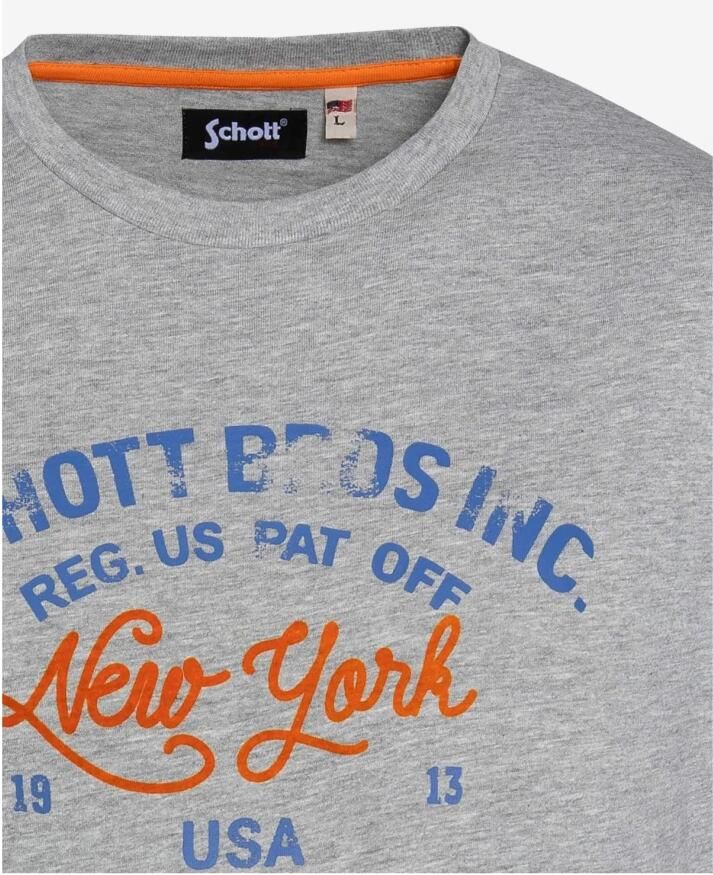 Schott NYC Katoenen TShirt Toby Grijs Gray Heren - Foto 2