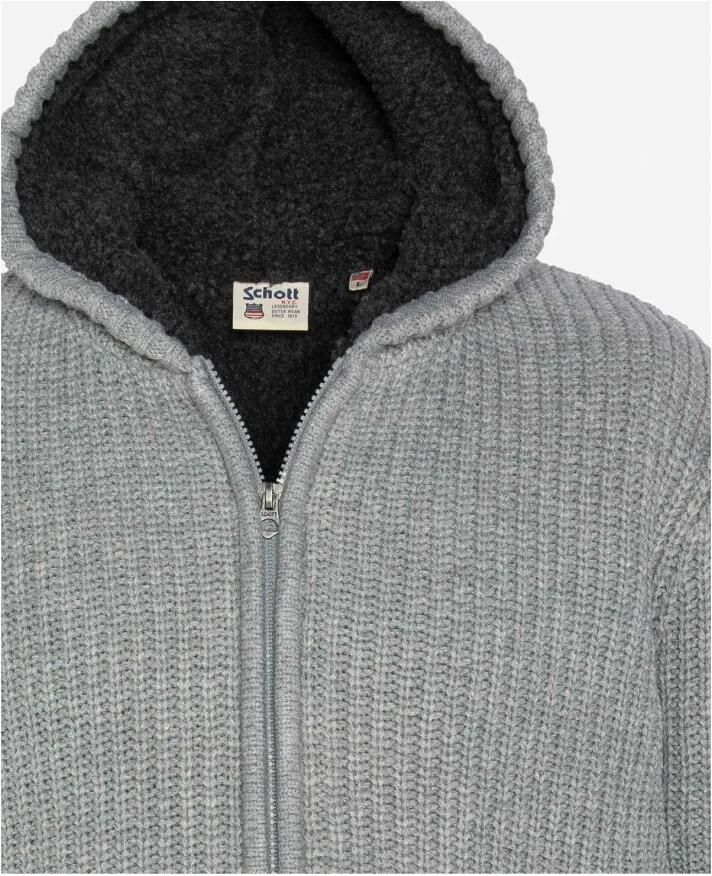 Schott NYC Ritsrits Hoodie met Capuchon Gray Heren - Foto 3