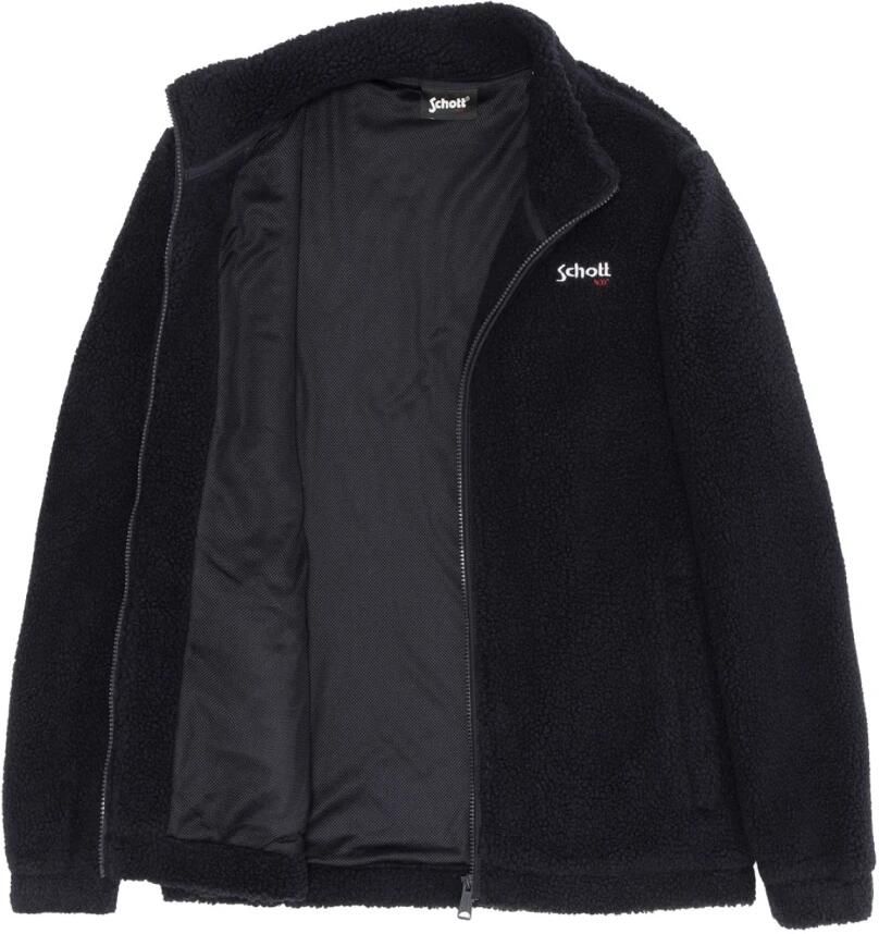 Schott NYC Ritssluiting Fleece Vest Blauw Black Heren