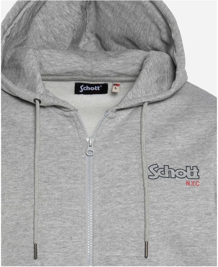 Schott NYC Ritssluiting Hoodie Sweater Sam Gray Heren