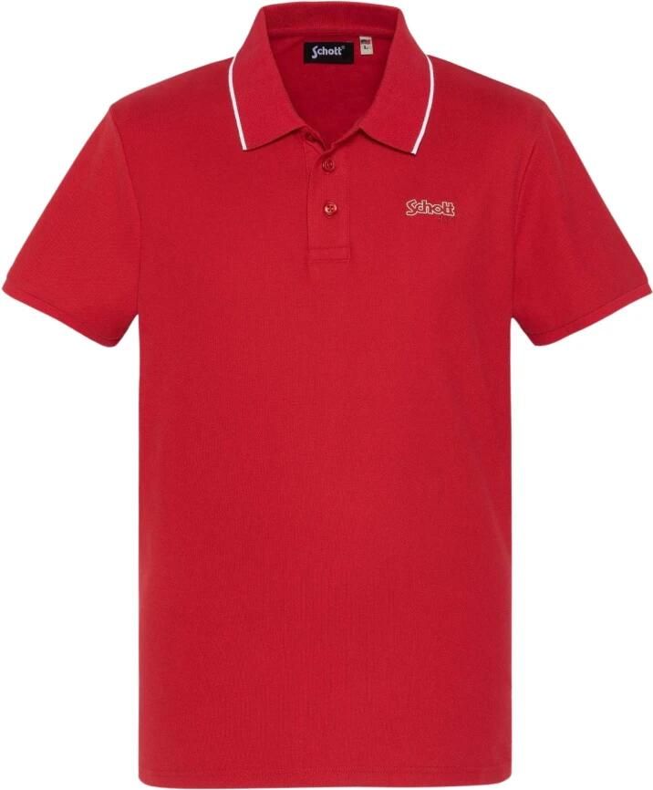 Schott NYC Rode Polo Shirt Paul Red Heren - Foto 3