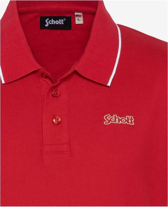 Schott NYC Rode Polo Shirt Paul Red Heren - Foto 2