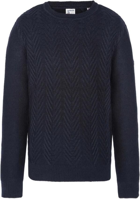 Schott NYC Ronde hals trui Tons: Blauw Blue Heren