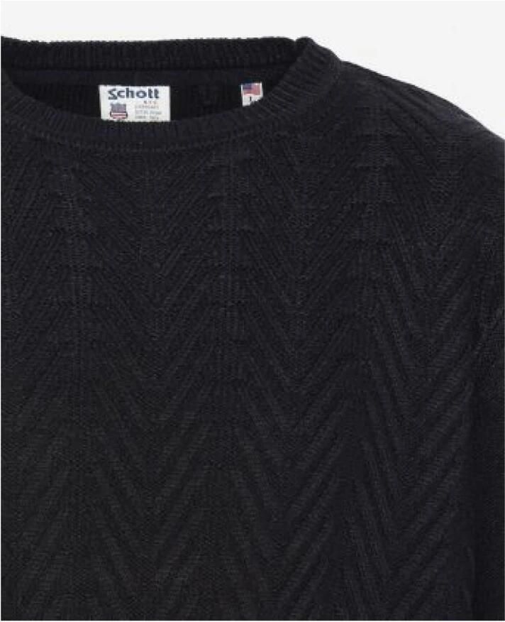 Schott NYC Ronde hals trui Tons: Zwart Black Heren - Foto 2