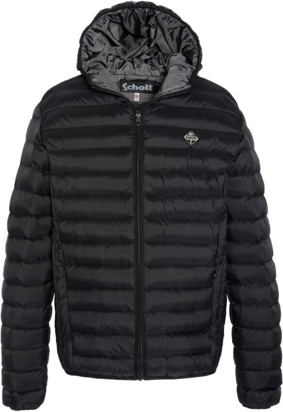Schott NYC Verado Hooded Light Down Jacket Black Heren