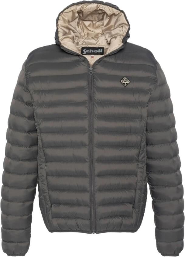 Schott NYC Verado Hooded Light Down Jacket Gray Heren
