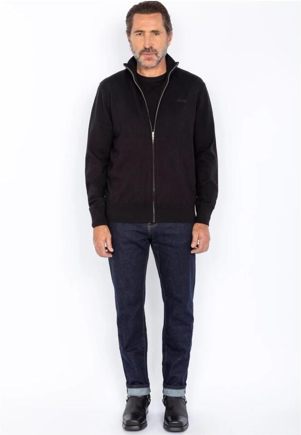 Schott NYC Zip-through Sweatshirt voor Mannen Black Heren