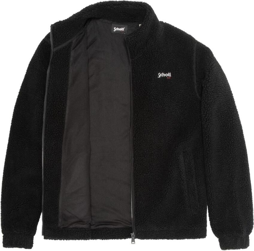 Schott NYC Zwarte Fleece Vest met rits Black Heren