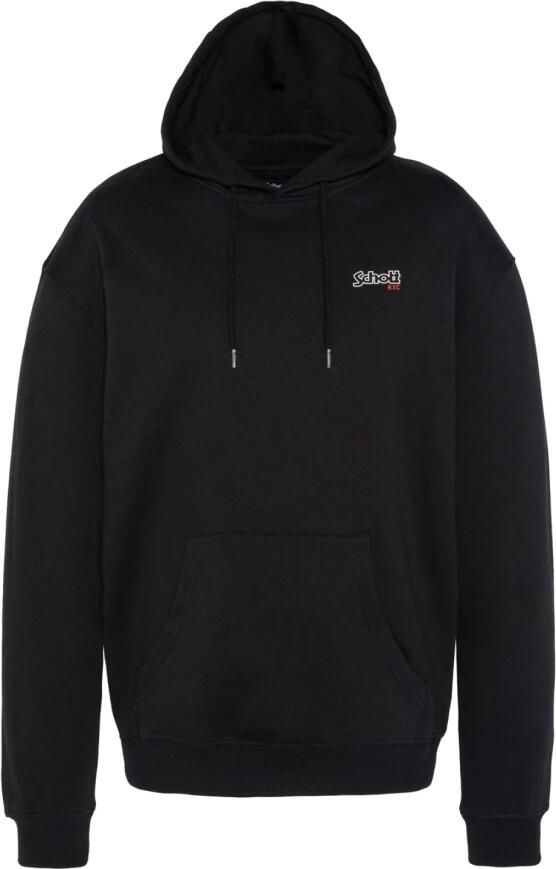 Schott NYC Zwarte katoenen hoodie Black Heren