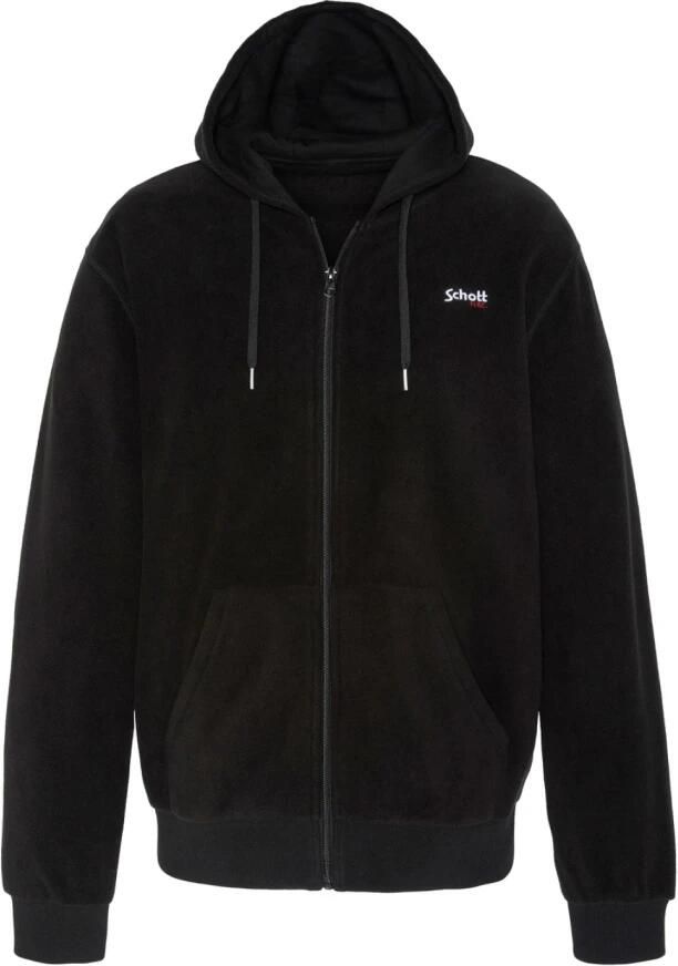 Schott NYC Zwarte rits hoodie Geborduurd logo Black Heren