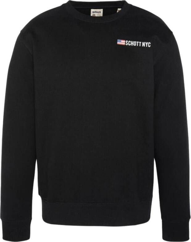 Schott NYC Zwart Logo Print Sweatshirt Black Heren