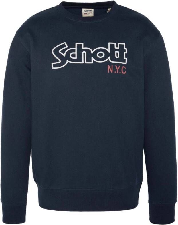 Schott NYC Iconische Vintage Sweater Blauw Blue Heren