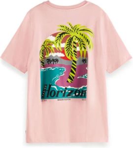 Scotch & Soda Biologisch Katoenen Grafisch T-Shirt Roze Dames