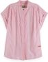 SCOTCH & SODA Dames Blouses Extended Shoulder Roll Sleeve Shirt Lichtroze - Thumbnail 2
