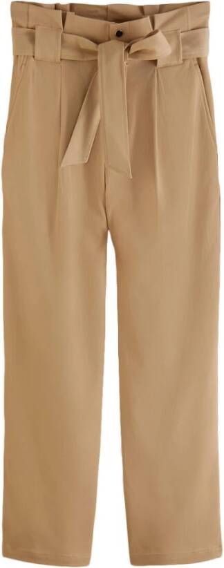Scotch & Soda Bruine Pantalon Daisy High Rise Straight Leg Paperbag Trousers