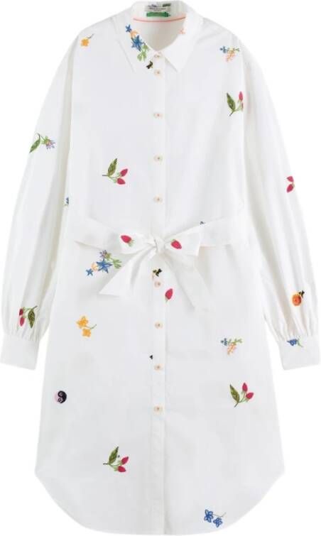 Scotch & Soda Geborduurde Overhemdjurk White Dames