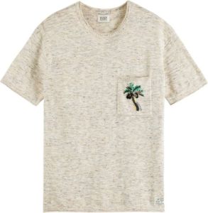 Scotch & Soda Gebreid T-shirt met tropisch thema Beige Heren