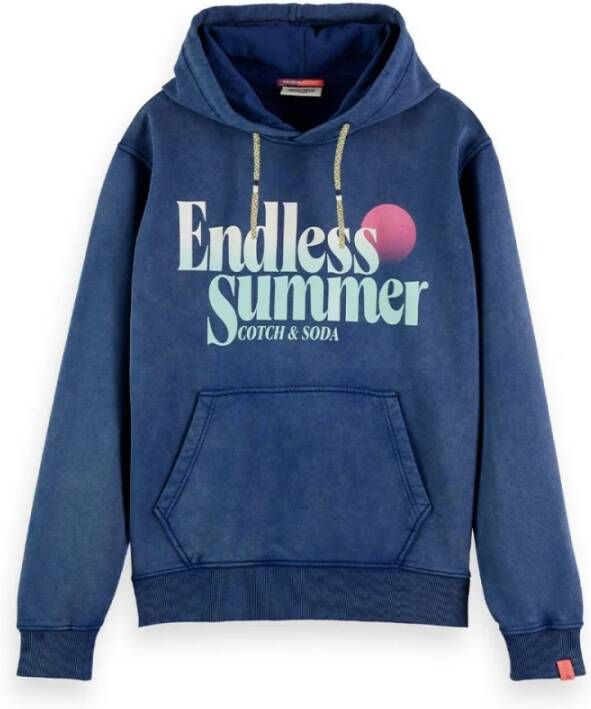 Scotch & Soda hoodie met printopdruk marine