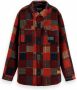 Scotch & Soda Stijlvolle Patchwork Check Jas Rood Dames - Thumbnail 3