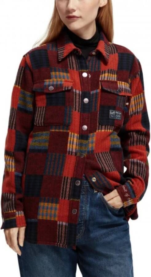 Scotch & Soda Stijlvolle Patchwork Check Jas Rood Dames - Foto 4