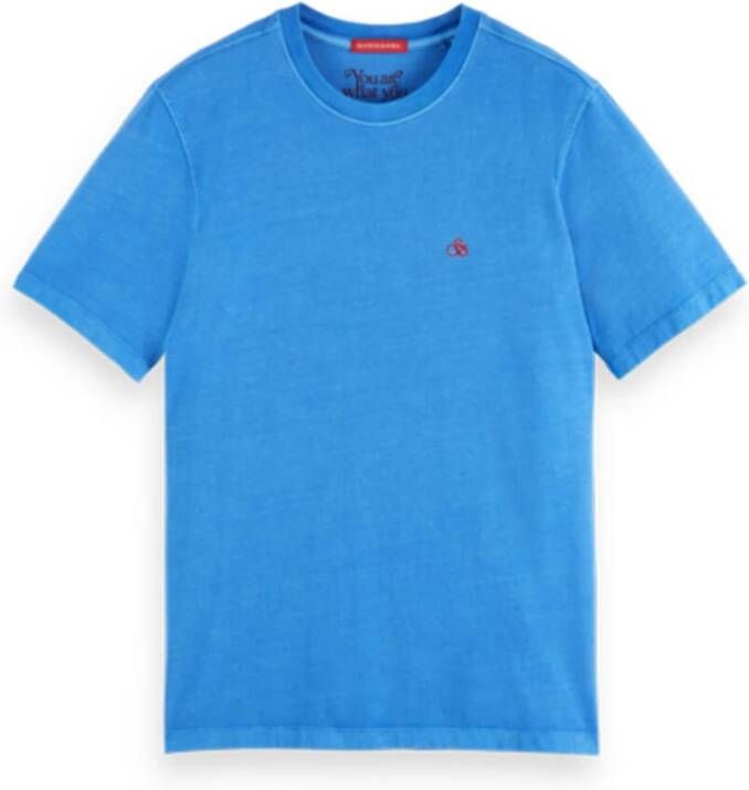 Scotch & Soda Logo T-shirt Korte Mouw Regular Fit Blauw Heren