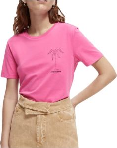 Scotch & Soda Modieuze Crew Neck T-Shirt van Biologisch Katoen Roze Dames