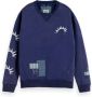Scotch & Soda Ontspannen Gestikte Patch Sweater Blauw Heren - Thumbnail 1