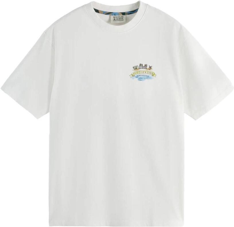 Scotch & Soda Artwork Relaxed Fit T-shirt White Heren