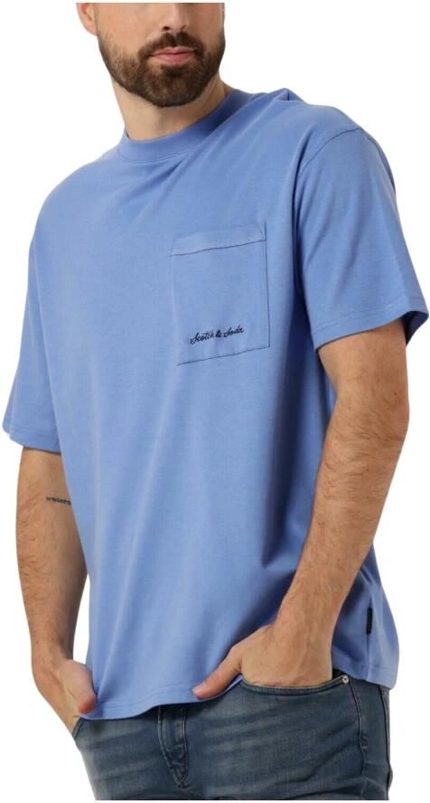 SCOTCH & SODA Heren Polo's & T-shirts Cotton Lyocell Pocket T-shirt Blauw - Foto 3