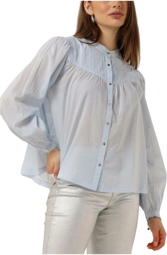 SCOTCH & SODA Dames Blouses Shirt With Pin Tuck Yoke And Gathering Lichtblauw - Foto 3