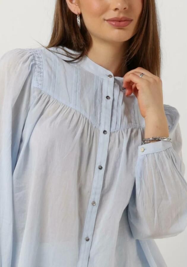 SCOTCH & SODA Dames Blouses Shirt With Pin Tuck Yoke And Gathering Lichtblauw - Foto 1