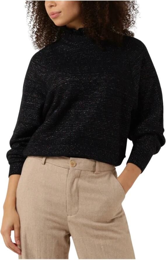 Scotch & Soda Dames Truien & vesten Ruffled High-neck Lurex Pullover Black Dames - Foto 8