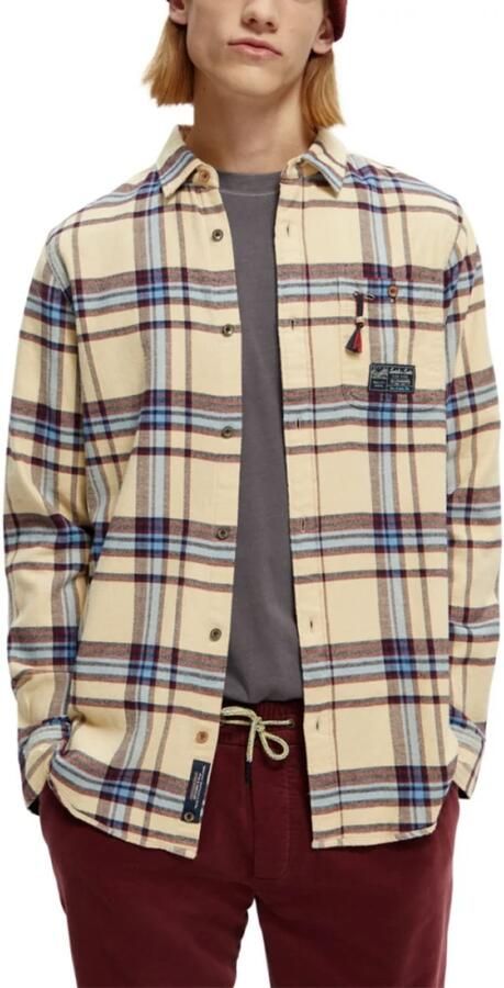 Scotch & Soda Beige Casual Overhemd Regular Fit Mid-weight Brused Flannel Check Shirt - Foto 4