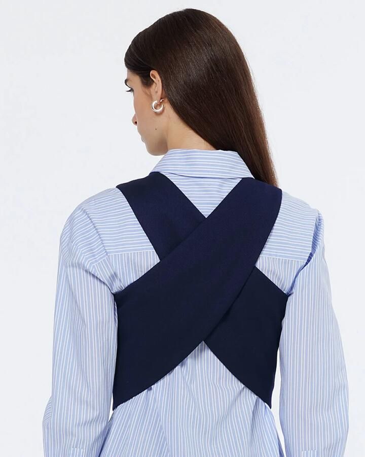 Scotch & Soda Gabardine Twill Cross Back Vest Blue Dames - Foto 3