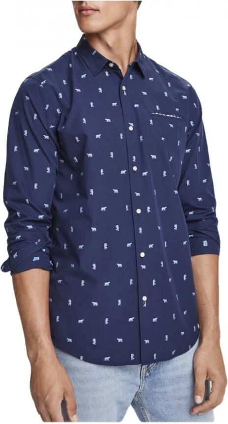 Scotch & Soda Geborduurd Overhemd Blauw Heren - Foto 3