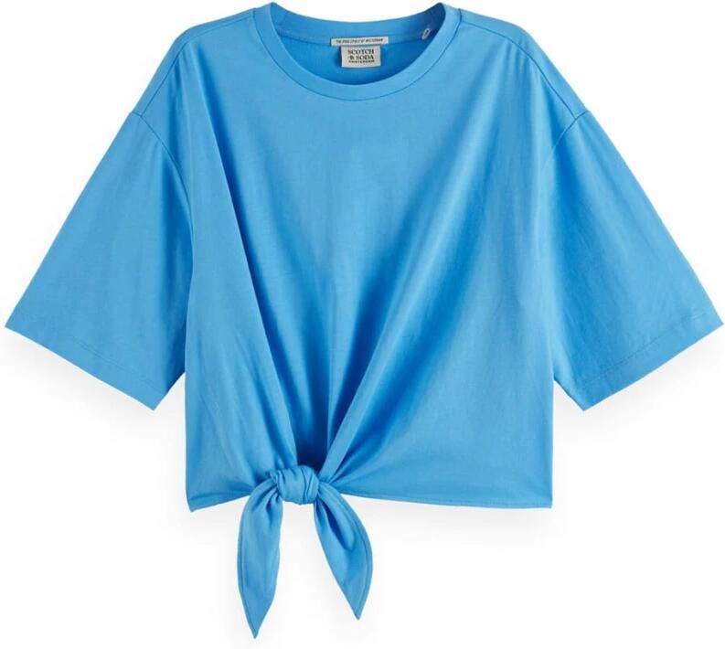 Scotch & Soda Geknoopt T-shirt Blue Dames