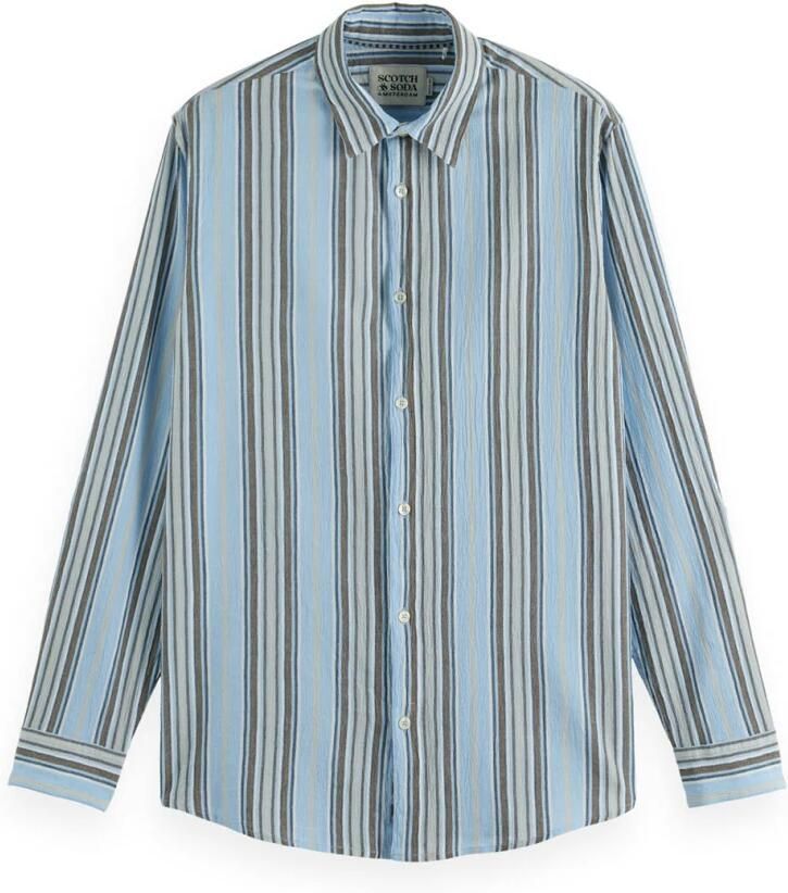 Scotch & Soda Overhemd Lange Mouw Scotch & Soda Overhemd Crinkled Stripe Lichtblauw - Foto 5