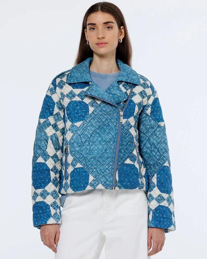 Scotch & Soda Gewatteerde Bikerjas Heirloom Print Blue Dames - Foto 2