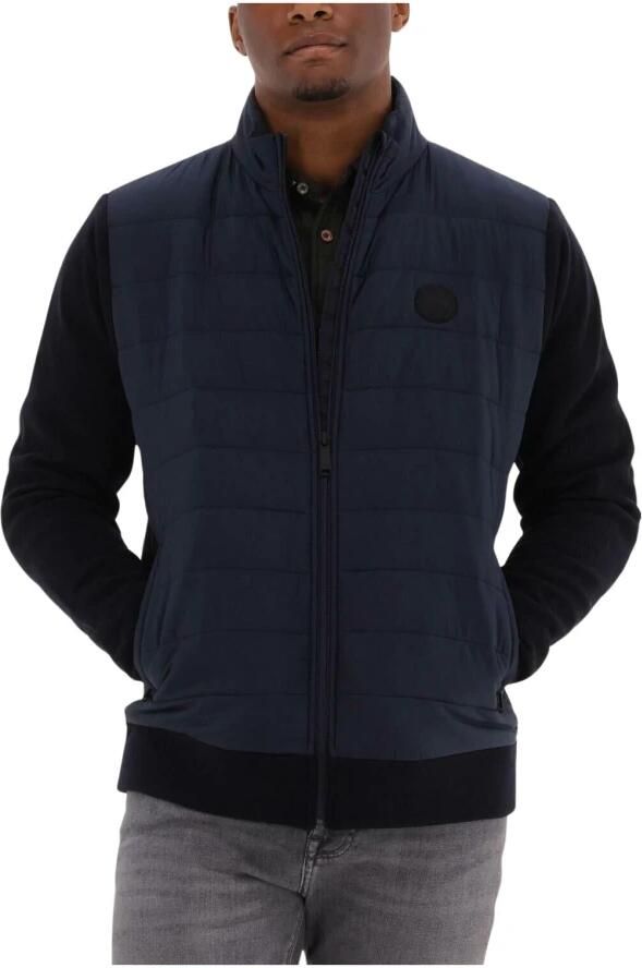 Scotch & Soda Blauwe Gewatteerde Jas Padded Jacket With Knitted Sleeve And Back Panel - Foto 4