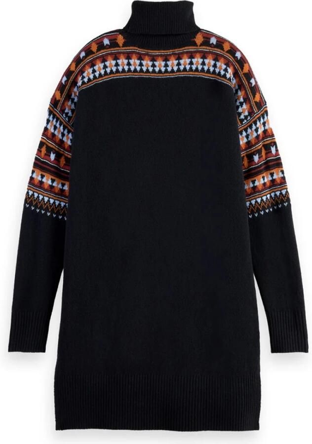 Scotch & Soda Zwarte Midi Jurk Roll Necl Knitted Dress - Foto 2