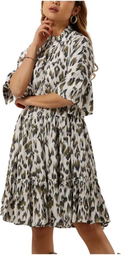 SCOTCH & SODA Dames Jurken Short Dress With Ruffle Sleeve Detail Olijf - Foto 3