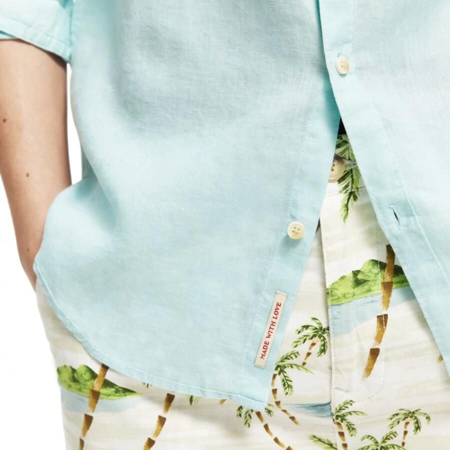 Scotch & Soda Lichtblauwe Casual Overhemd Regular Fit Garment-dyed Linen Shirt - Foto 3