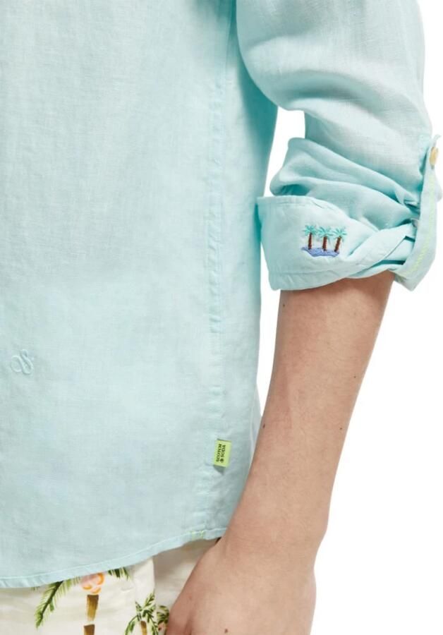 Scotch & Soda Lichtblauwe Casual Overhemd Regular Fit Garment-dyed Linen Shirt - Foto 6