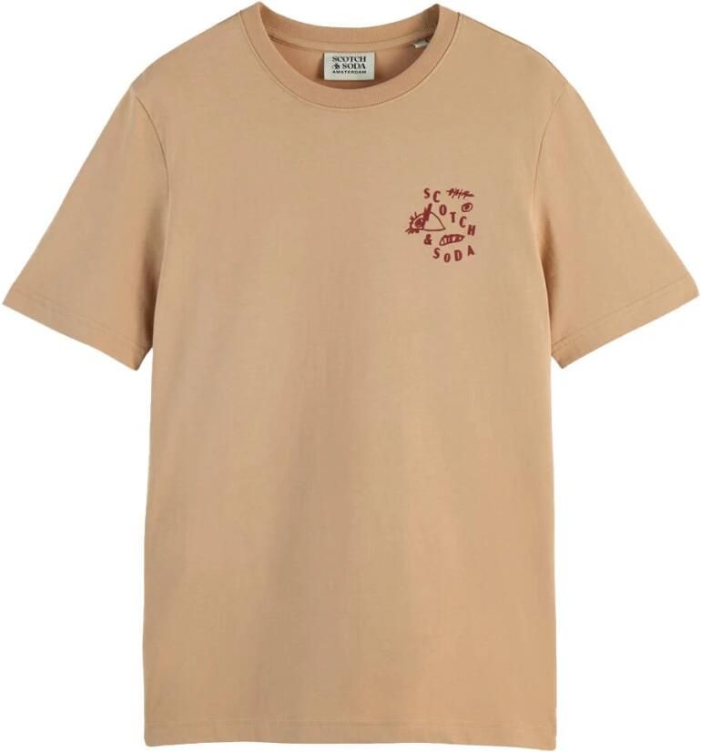 Scotch & Soda Logo T-shirt Korte Mouw Regular Fit Brown Heren