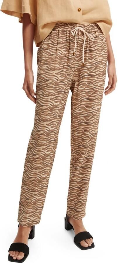 SCOTCH & SODA Dames Broeken Elasticated Mid-rise Regular-length Pants Bruin