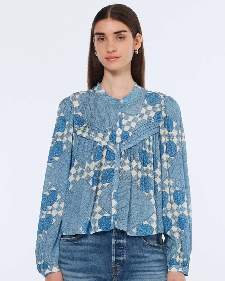 Scotch & Soda Pintuck Shirt Lange Mouw Blouse Blue Dames - Foto 3