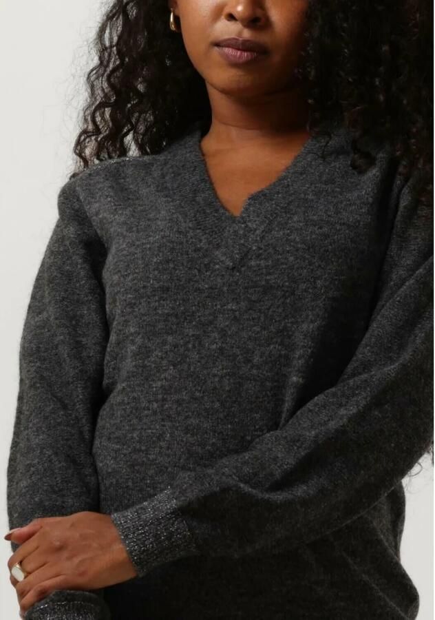 SCOTCH & SODA Dames Jurken Relaxed V Neck Knitted Dress Donkergrijs